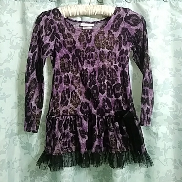 Bonnie Jean Other - Purple Leopard Print with Crenolin Trim Top